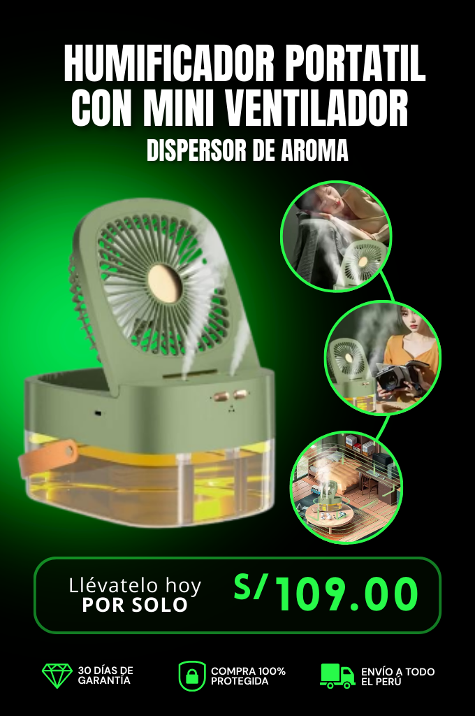 HUMIFICADOR PORTATIL CON MINI VENTILADOR 2 EN 1